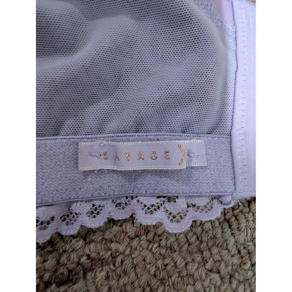 Savage X Fenty Lace Underwire Bra Womens 40H Purple Pink Floral 2 Pack